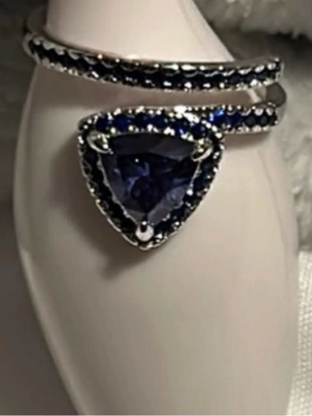 Bomb Party $118 September Birthday  “GLITZY CHIC” Sapphire CZ Sz 6 NEW